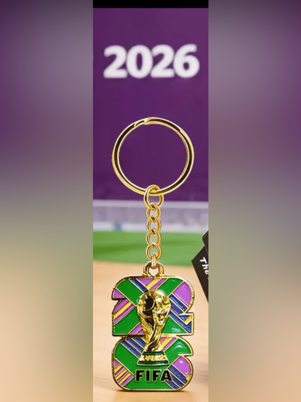 Gold Tone w/Purple/Green Alloy 2026 World Cup FIFA Keychain Pendant